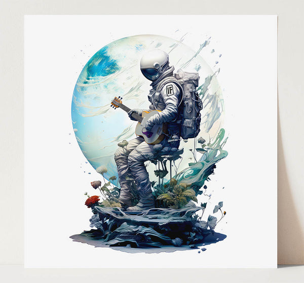 Acoustic Astronaut 7"x7" ART PRINT WHITE
