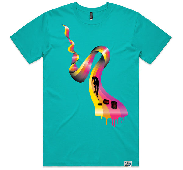 Anniversary Ribbon Men's T shirt  Teal